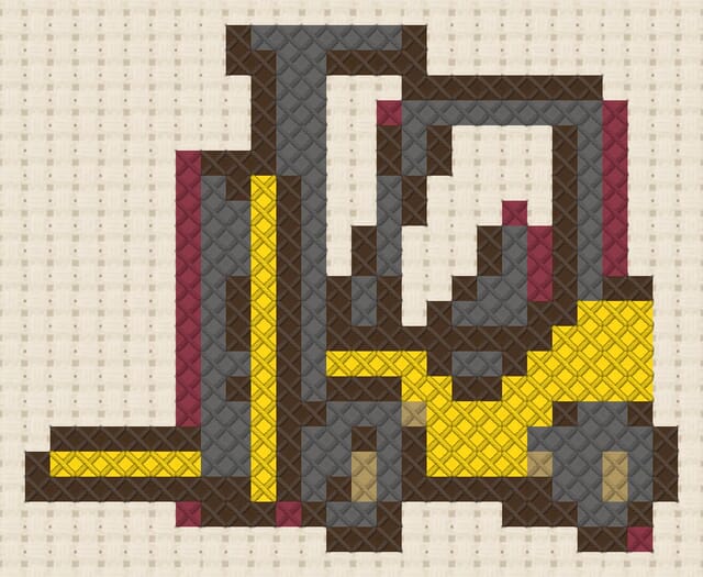 Forklift finished in cross stitch on Aida cloth