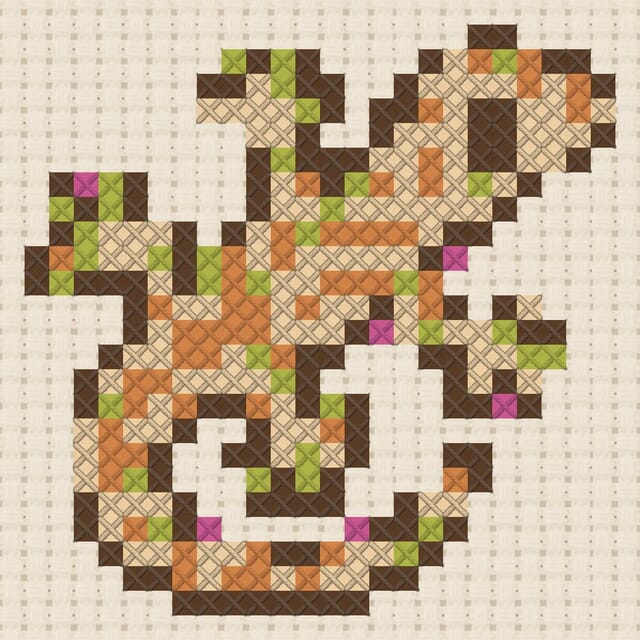 Gecko finished in cross stitch on Aida cloth