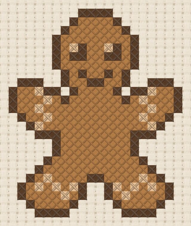 Gingerbread finished in cross stitch on Aida cloth