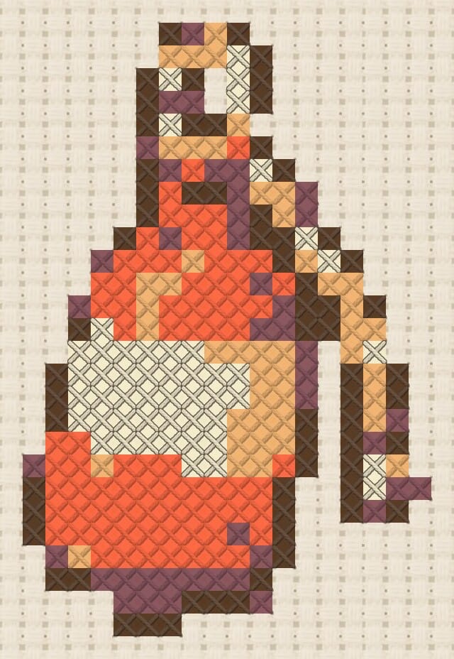 Harbor buoy finished in cross stitch on Aida cloth