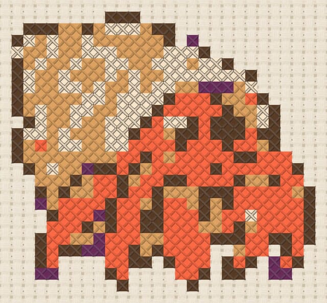 Hermit crab finished in cross stitch on Aida cloth