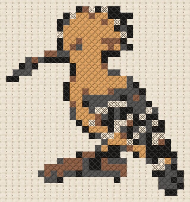 Hoopoe finished in cross stitch on Aida cloth