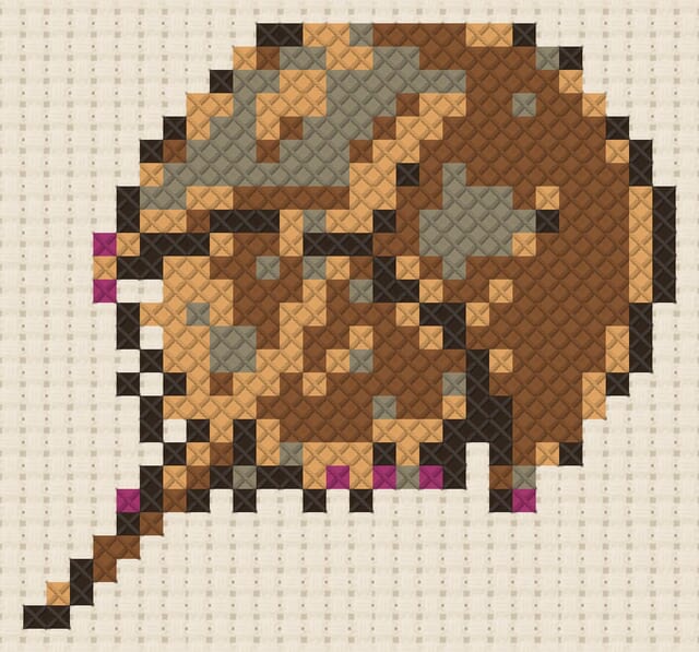 Horseshoe crab finished in cross stitch on Aida cloth