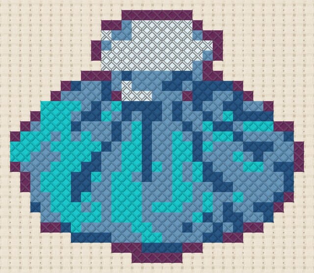 Ice pack finished in cross stitch on Aida cloth
