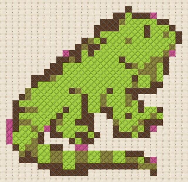 Iguana finished in cross stitch on Aida cloth