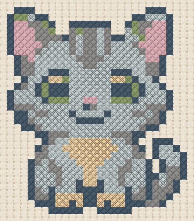 Kitten finished in cross stitch on Aida cloth