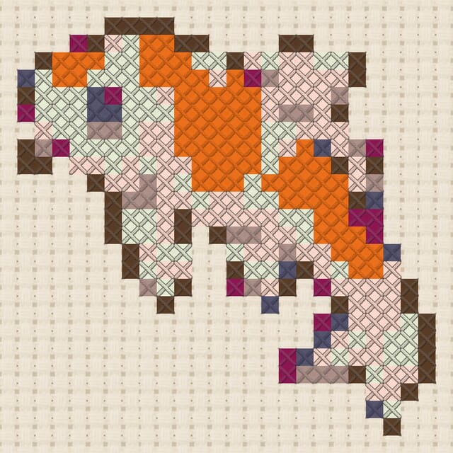 Koi carp finished in cross stitch on Aida cloth