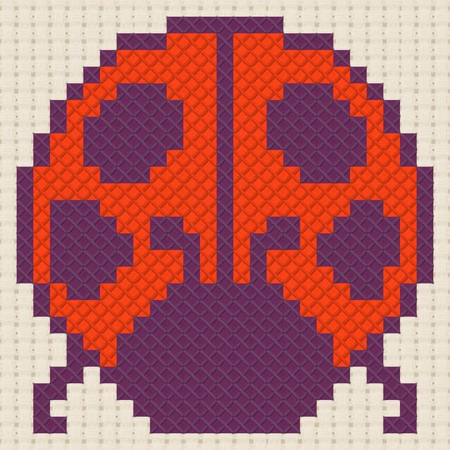 Ladybug finished in cross stitch on Aida cloth