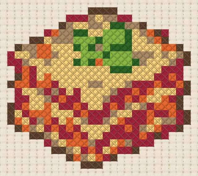 Lasagna finished in cross stitch on Aida cloth