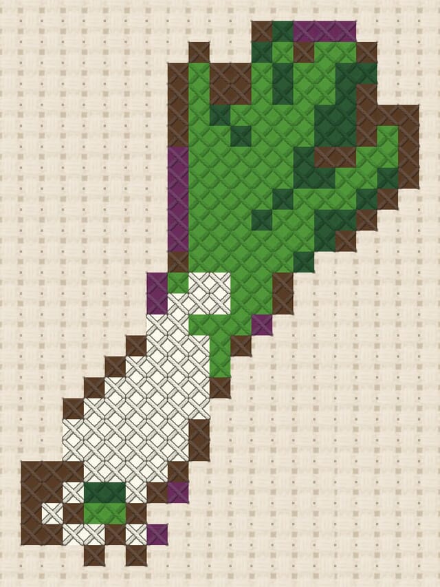 Leek finished in cross stitch on Aida cloth