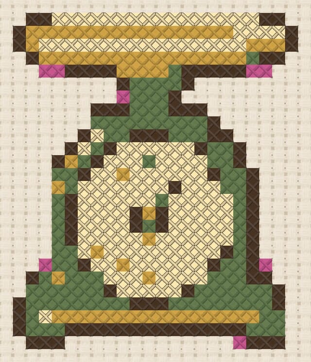 Letter scales finished in cross stitch on Aida cloth