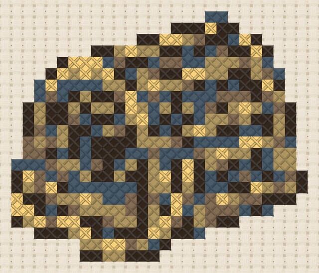 Lobster pot finished in cross stitch on Aida cloth