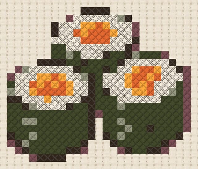 Maki rolls finished in cross stitch on Aida cloth
