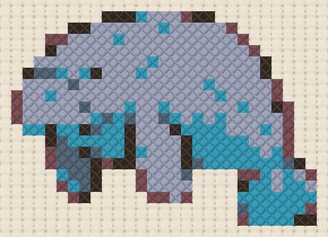 Manatee finished in cross stitch on Aida cloth