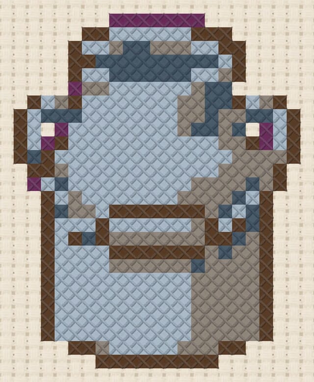 Milk churn finished in cross stitch on Aida cloth