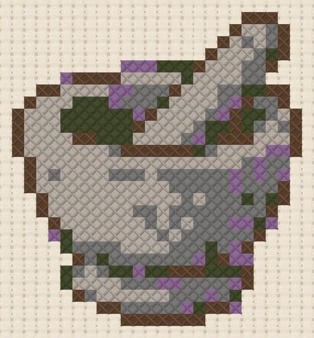Mortar and pestle finished in cross stitch on Aida cloth