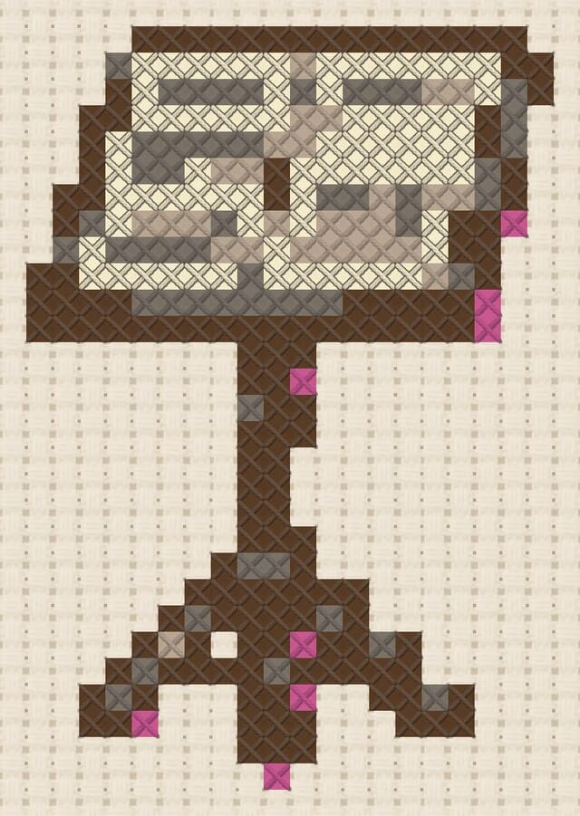 Music stand finished in cross stitch on Aida cloth