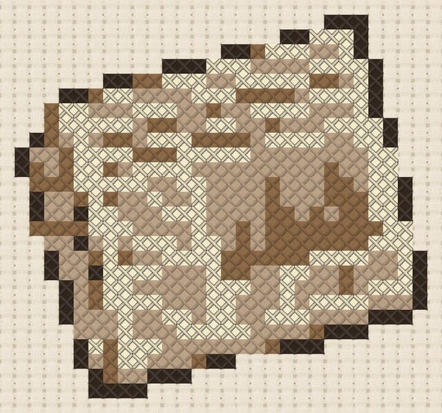 Newspaper finished in cross stitch on Aida cloth