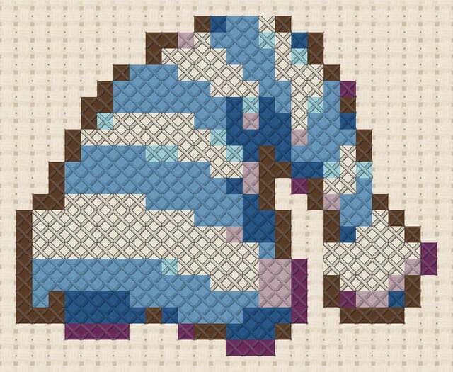 Nightcap finished in cross stitch on Aida cloth