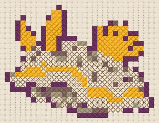 Nudibranch finished in cross stitch on Aida cloth