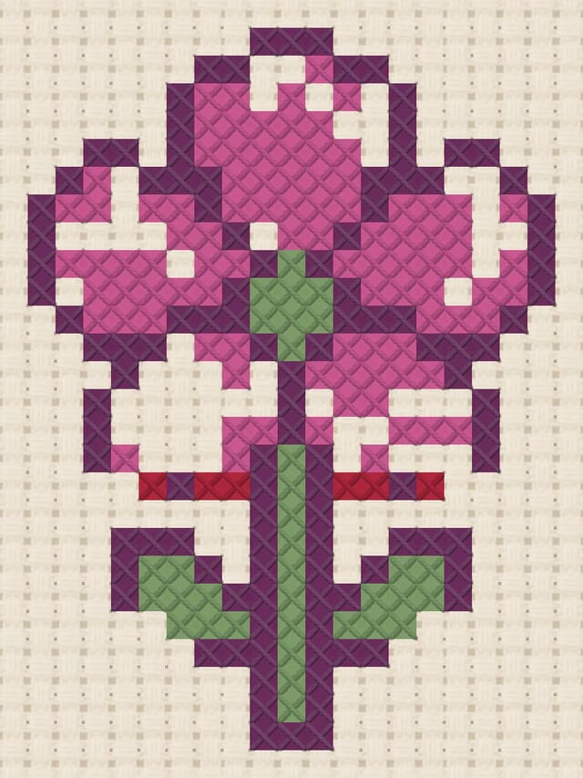 Pansy finished in cross stitch on Aida cloth