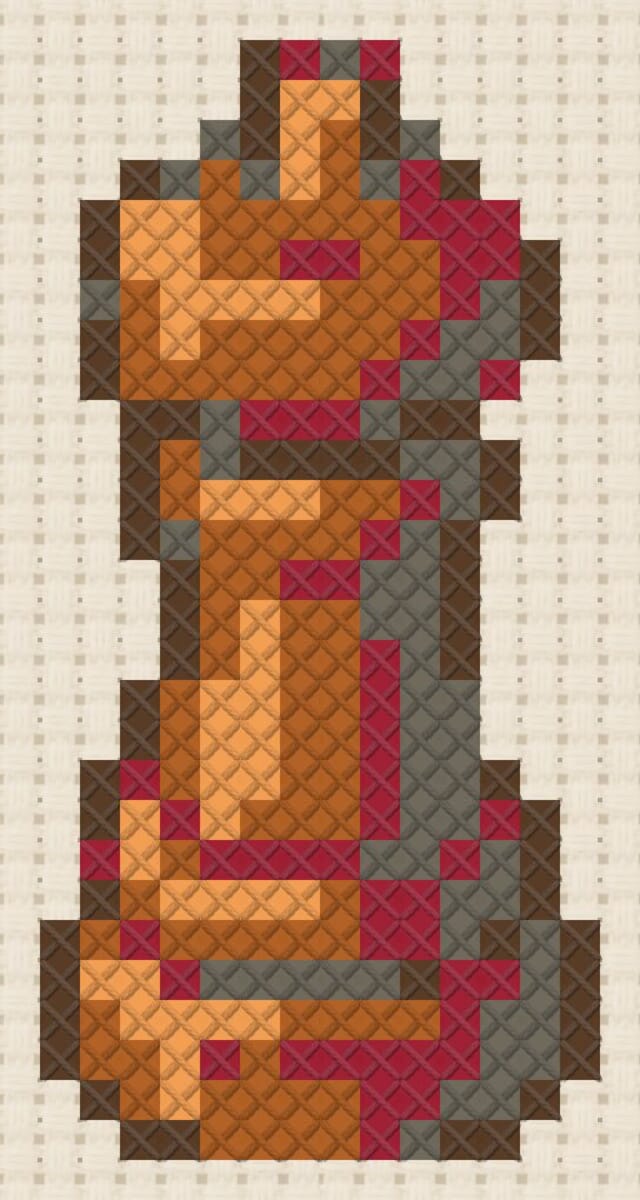 Pepper mill finished in cross stitch on Aida cloth