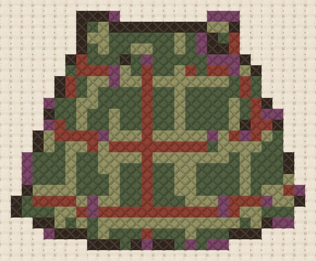 Plaid skirt finished in cross stitch on Aida cloth