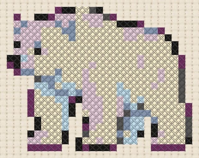 Polar bear finished in cross stitch on Aida cloth