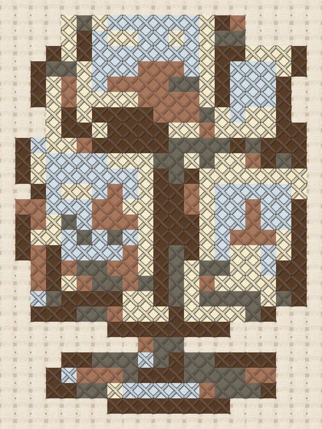 Postcard rack finished in cross stitch on Aida cloth