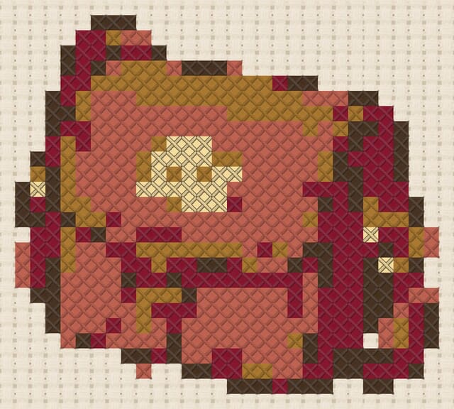 Postman satchel finished in cross stitch on Aida cloth