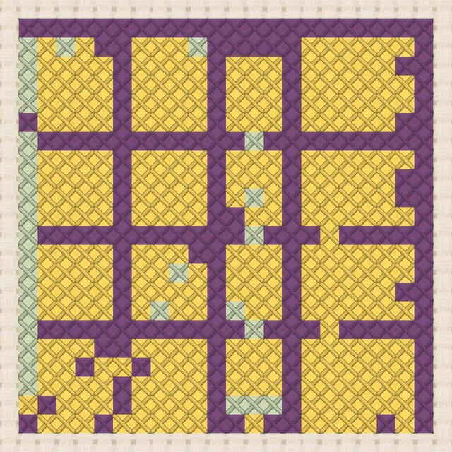 Quilting ruler finished in cross stitch on Aida cloth