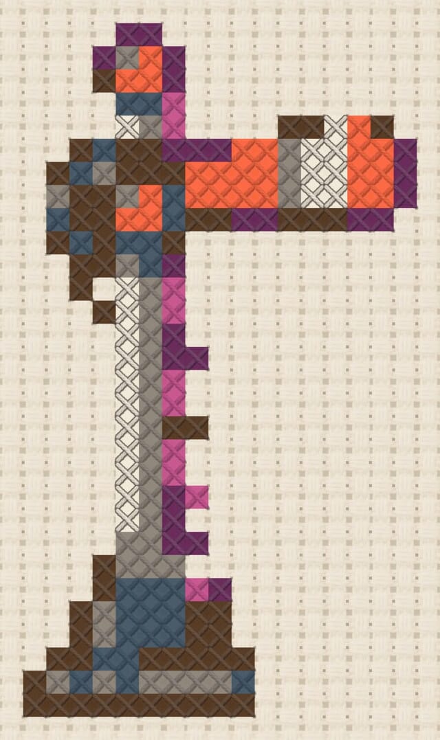 Railway signal finished in cross stitch on Aida cloth