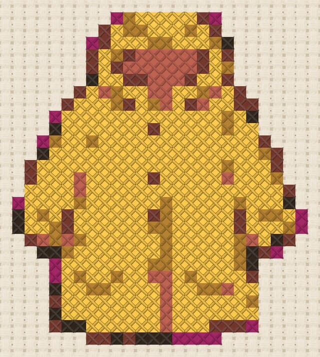 Raincoat finished in cross stitch on Aida cloth