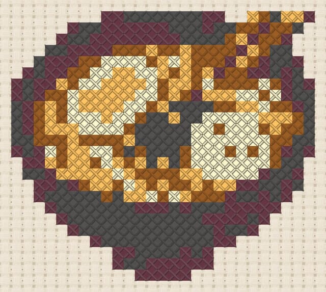 Ramen bowl finished in cross stitch on Aida cloth