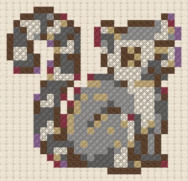 Ring-tailed lemur finished in cross stitch on Aida cloth