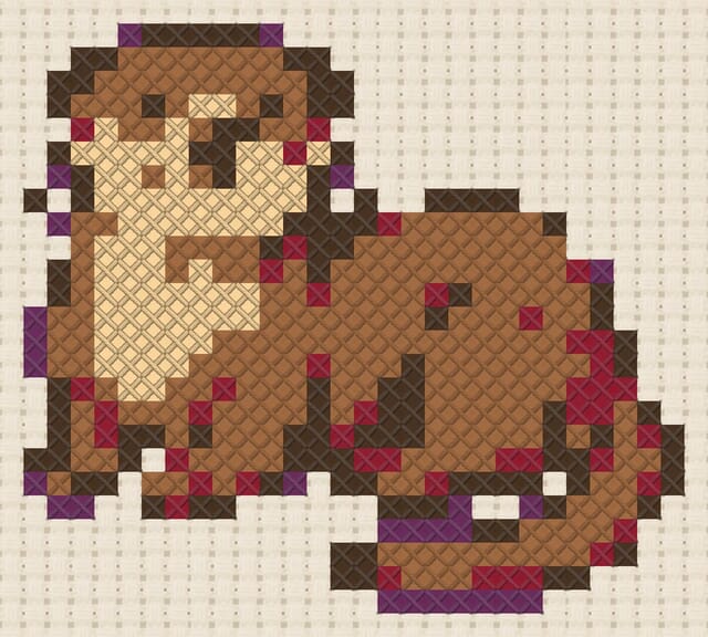 River otter finished in cross stitch on Aida cloth