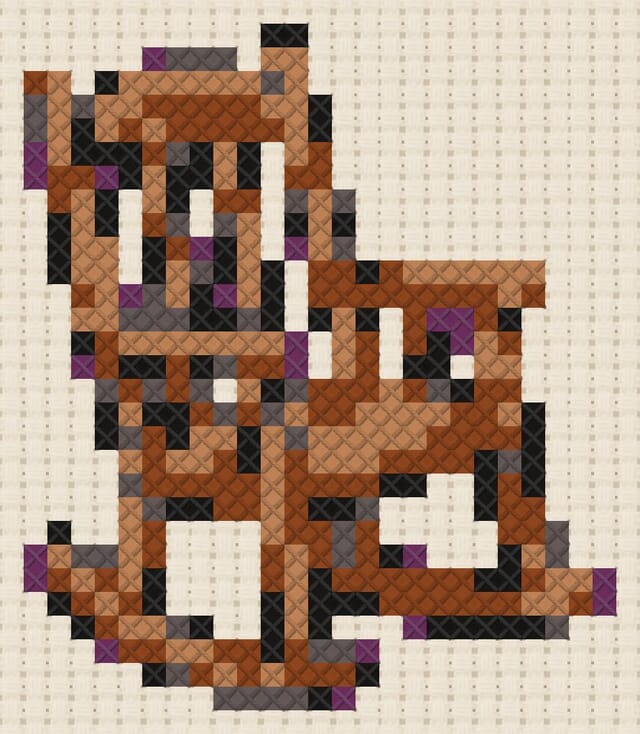 Rocking chair finished in cross stitch on Aida cloth