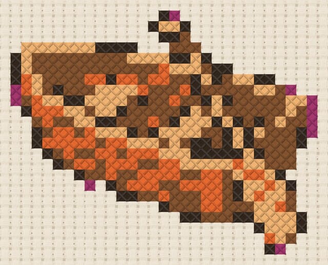 Rowboat finished in cross stitch on Aida cloth