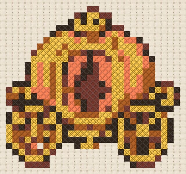 Royal carriage finished in cross stitch on Aida cloth
