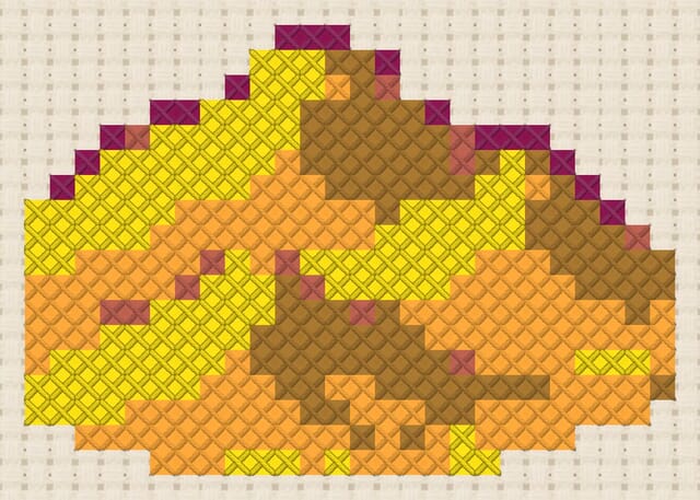 Sand dunes finished in cross stitch on Aida cloth