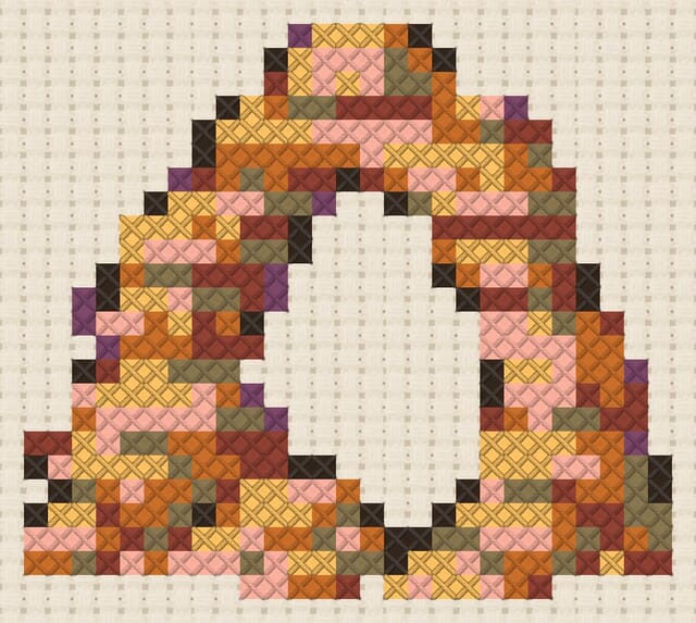 Sandstone arch finished in cross stitch on Aida cloth