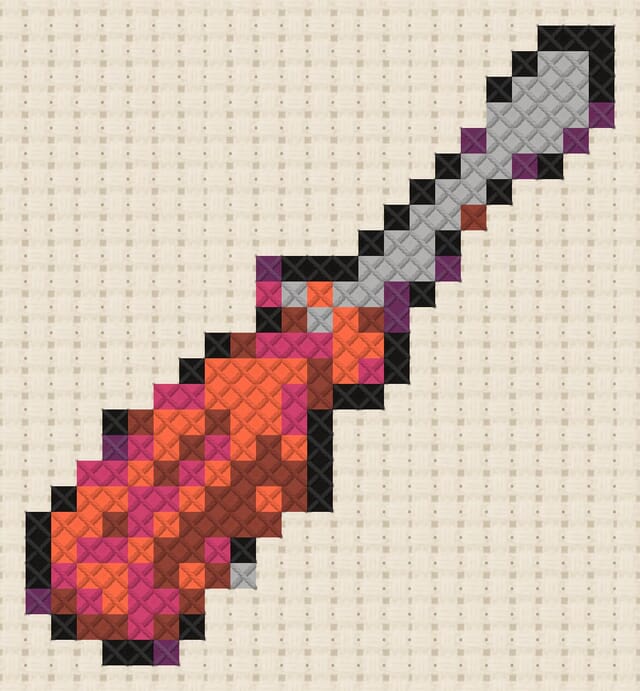 Screwdriver finished in cross stitch on Aida cloth