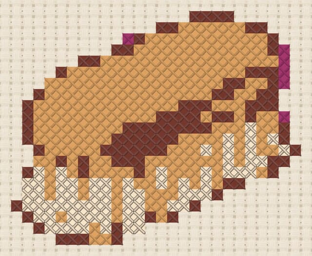 Scrubbing brush finished in cross stitch on Aida cloth