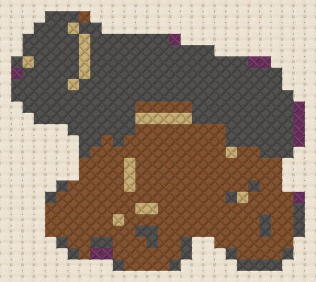 Ship cannon finished in cross stitch on Aida cloth
