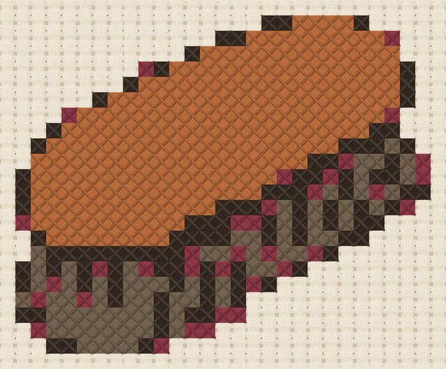 Shoe brush finished in cross stitch on Aida cloth