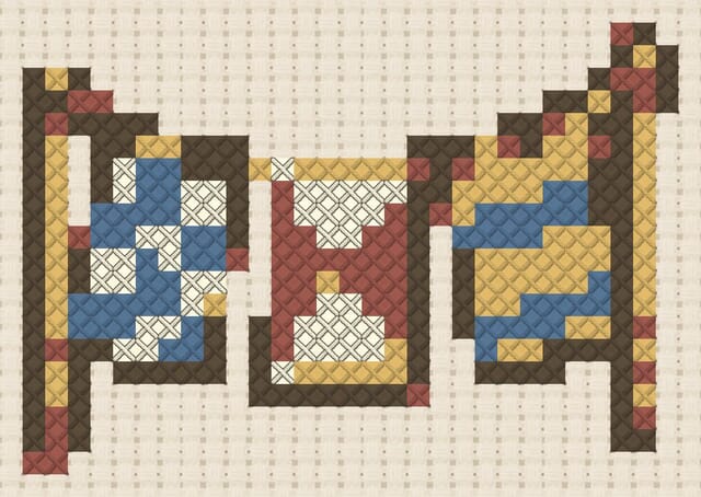 Signal flags finished in cross stitch on Aida cloth