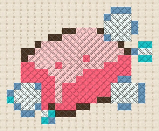 Soap bubbles finished in cross stitch on Aida cloth