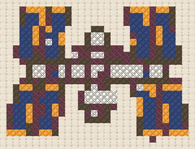 Space station finished in cross stitch on Aida cloth
