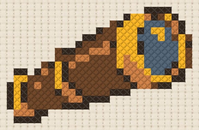 Spyglass finished in cross stitch on Aida cloth