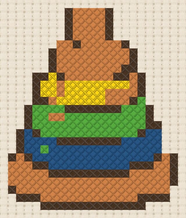 Stacking rings finished in cross stitch on Aida cloth